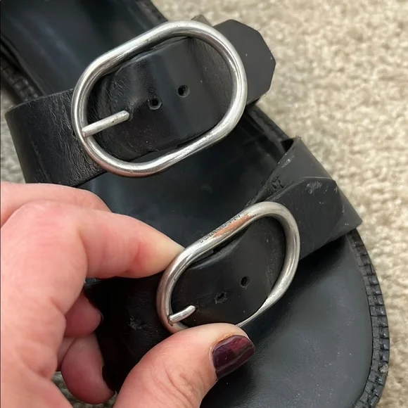 All Saints Leather Gladiator Buckle Sandals - Picture 3 of 5